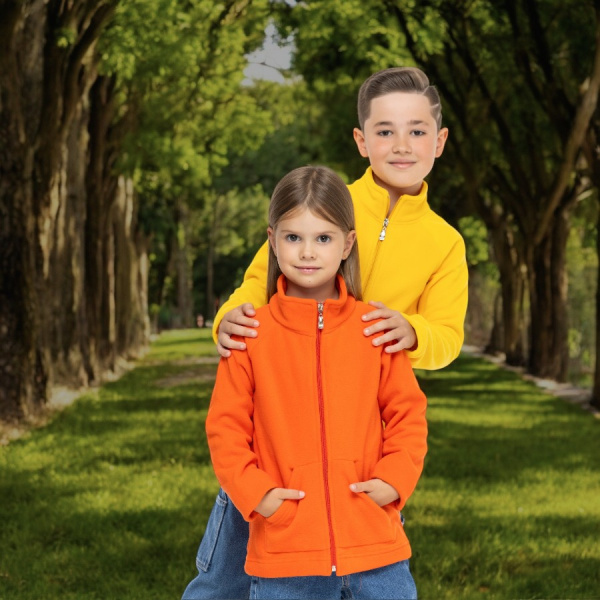 Кофта флисовая детская на молнии, с карманами / Ассортимент цветов и размеров / Лонгслив детский